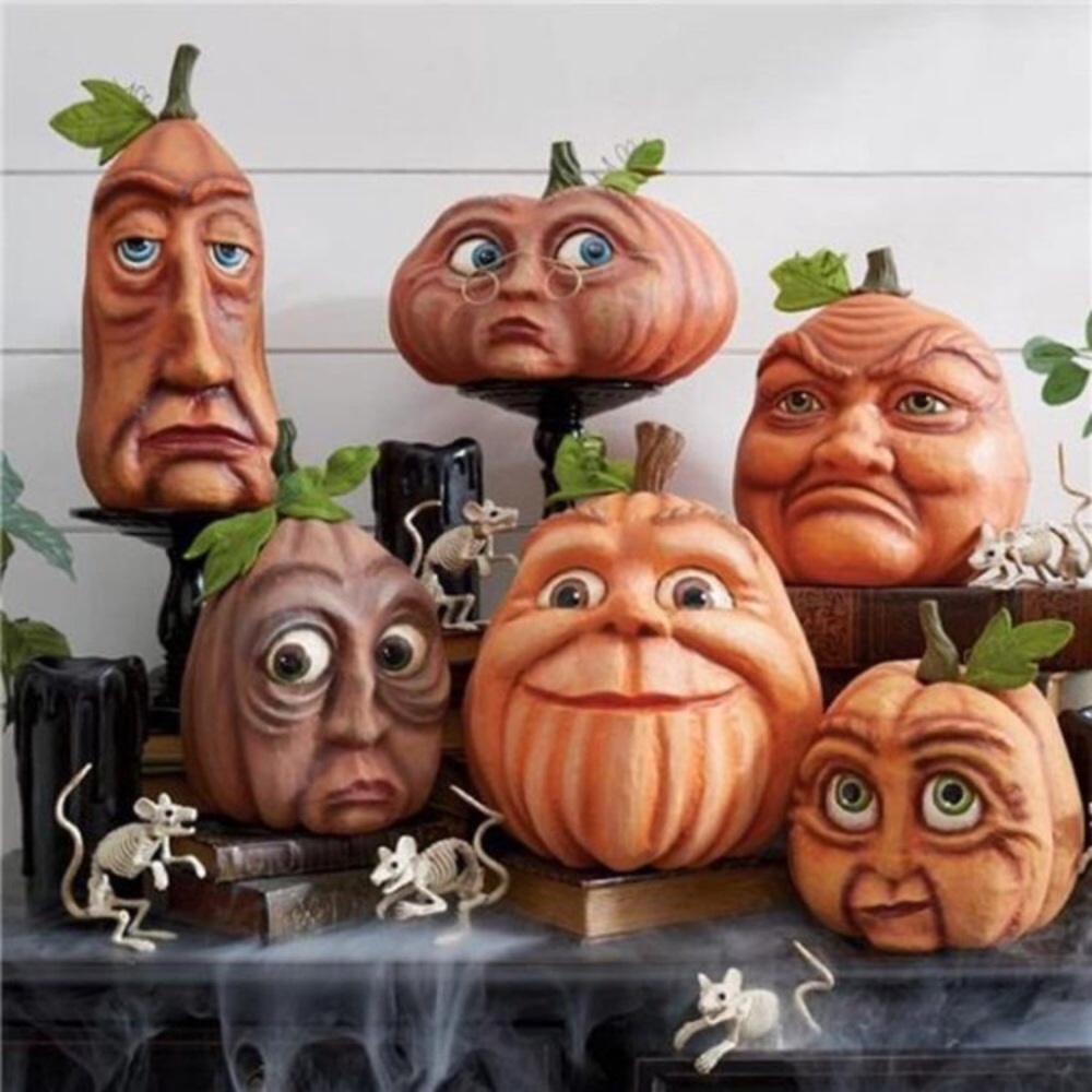 Expressive Pumpkins, Pumpkins with Faces - 3D Halloween Freak Decorations